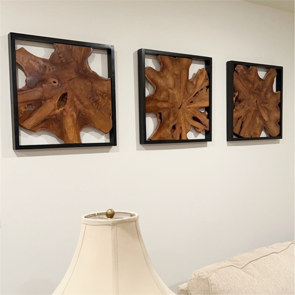 Rustic Teak Wood Wall Sculptures Live Edge Wall Art Decor Handmade 17