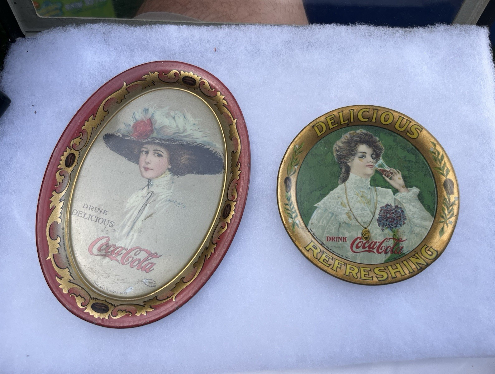 Coca-Cola Advertising tin tray Oval & Round VTG 1905, 1910