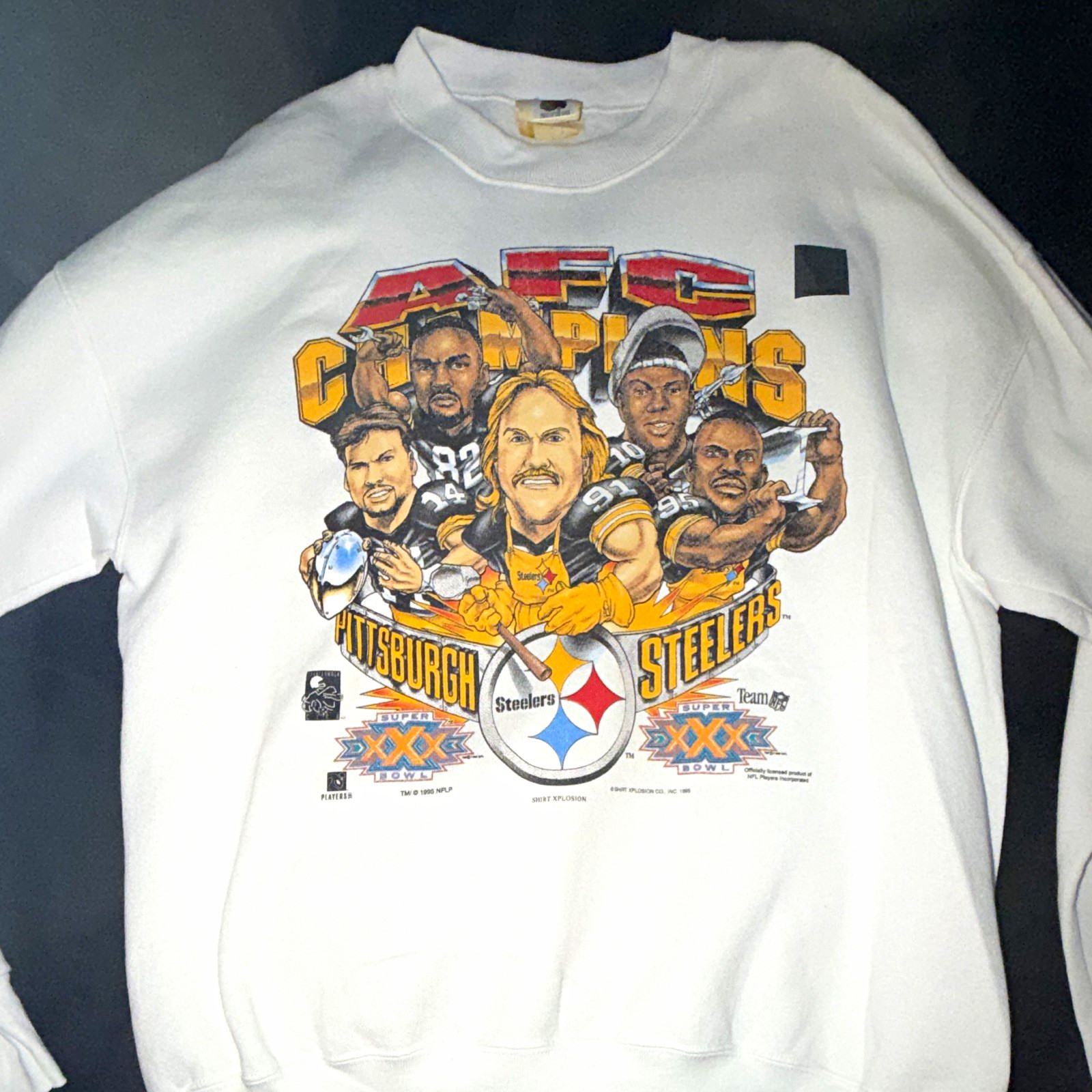 Fruit of the Loom 1995 Pittsburgh Steelers Super Bowl XXX AFC champions Crewneck Fruit of the Loom 1995 Pittsburgh Steelers Super Bowl XXX AFC champions Crewneck