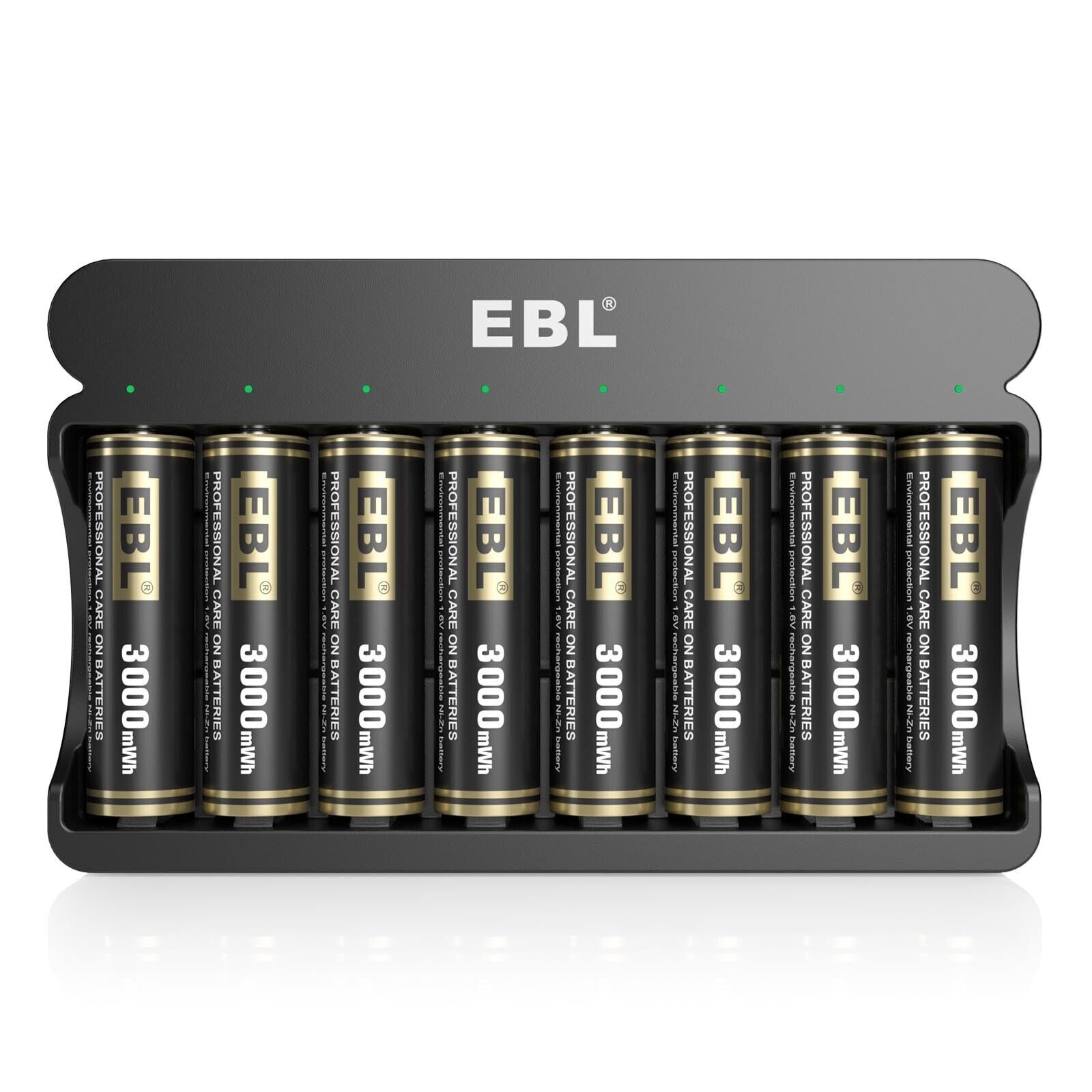 EBL 8x Rechargeable AA Batteries Ni-Zn 3000mWh with 8 Bay Ni-Zn Battery Charger