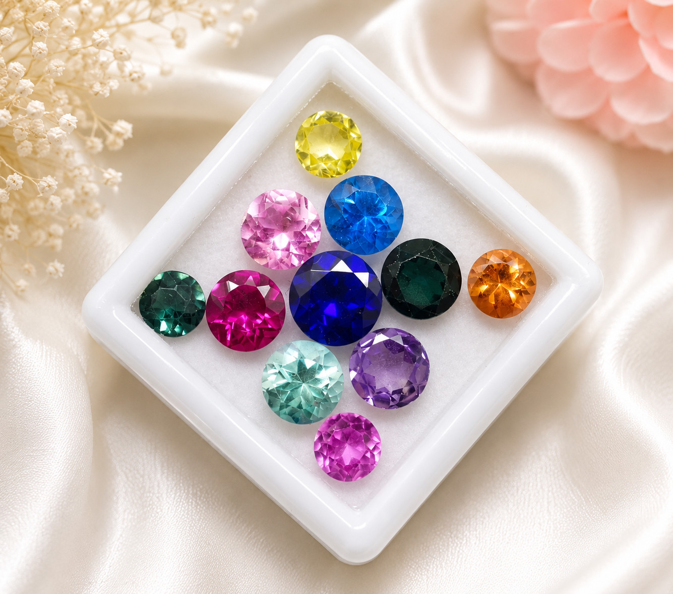 Multicolor Loose Gemstones | Faceted Round Cut for Jewelry Making