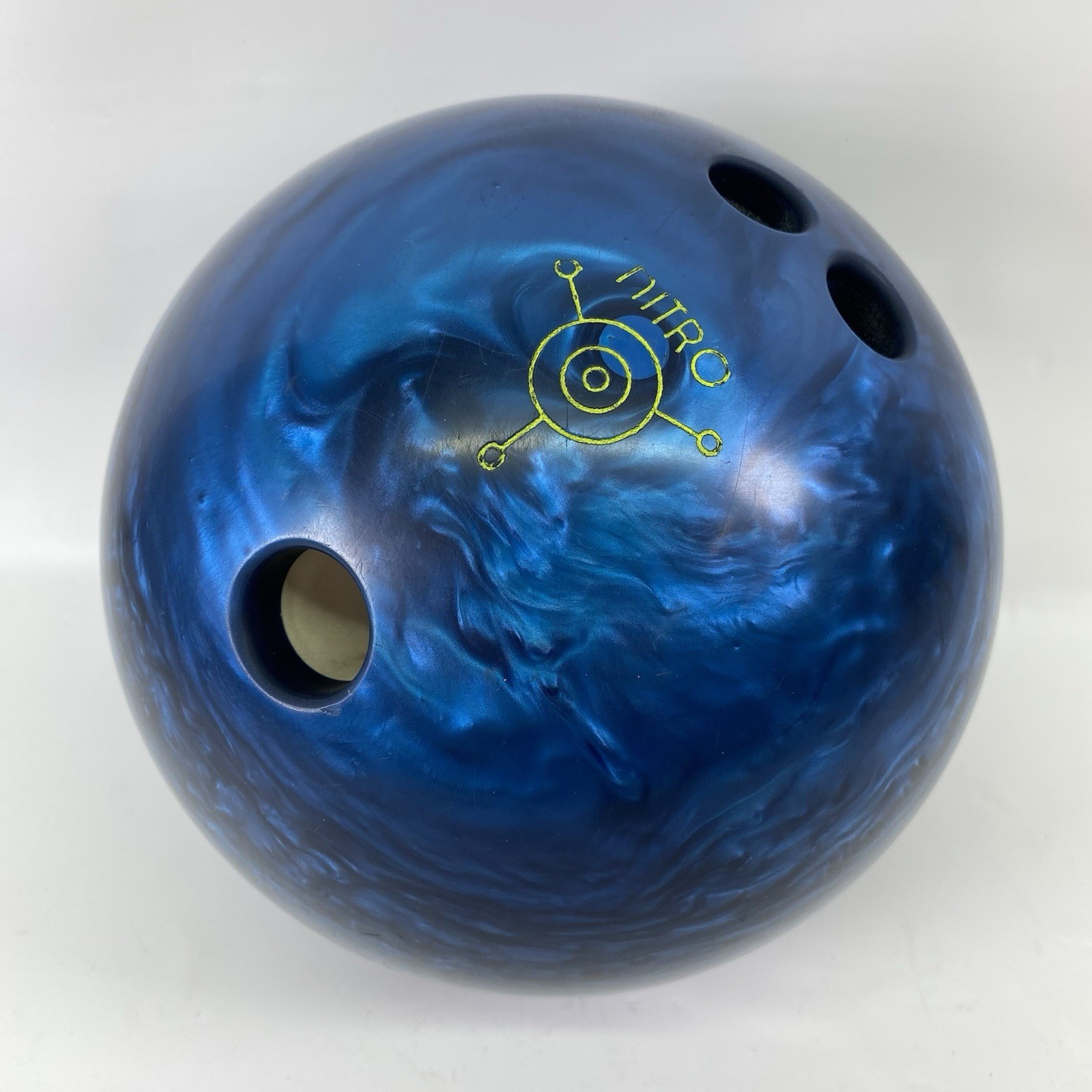 Ebonite Nitro Pearl Blue Bowling Ball - 15 Lbs Drilled Very Good Ebonite Nitro Pearl Blue Bowling Ball - 15 Lbs Drilled Very Good