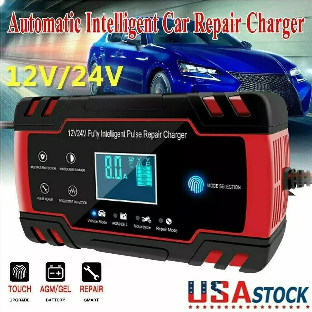 Car Battery Charger Heavy Duty 12V/24V Smart Automatic Intelligent Pulse Repair Car Battery Charger Heavy Duty 12V/24V Smart Automatic Intelligent Pulse Repair