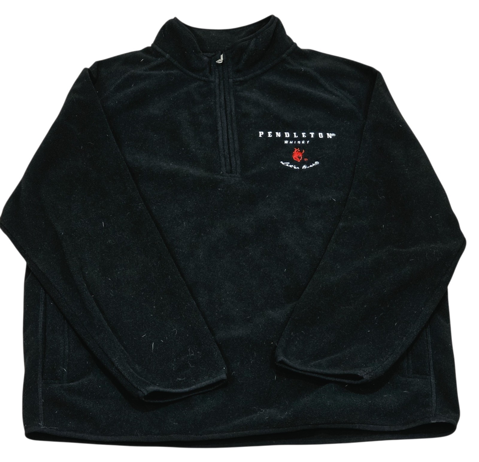 Pendleton Whisky Let\'er Buck Fleece Pullover Men\'s XL Black 1/4 Zip Western