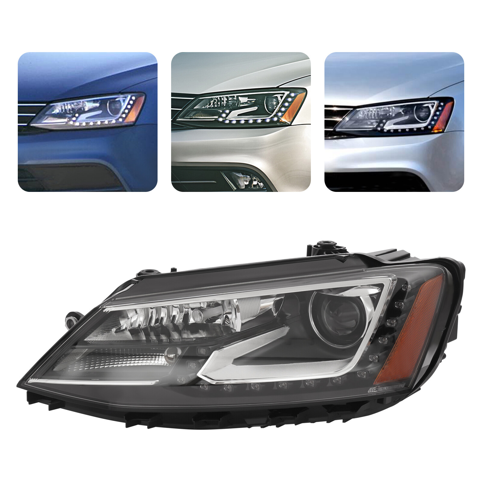 Xenon/HID Headlight For 2015-2018 VW Jetta Headlamp w/LED DRL Left Driver Side
