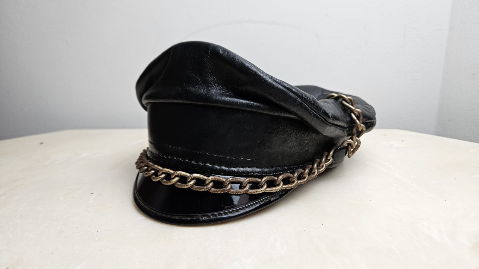 Vintage Black Leather Biker HAT \'A Taste of Leather\' 960 Folsom San Francisco Vintage Black Leather Biker HAT \'A Taste of Leather\' 960 Folsom San Francisco