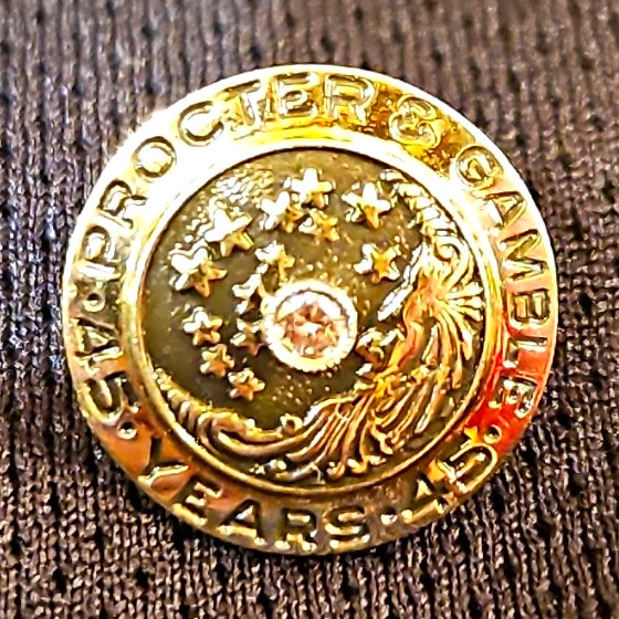 Vintage Procter & Gamble 45 Years Employee Service Pin Moon & Stars 10K Gold