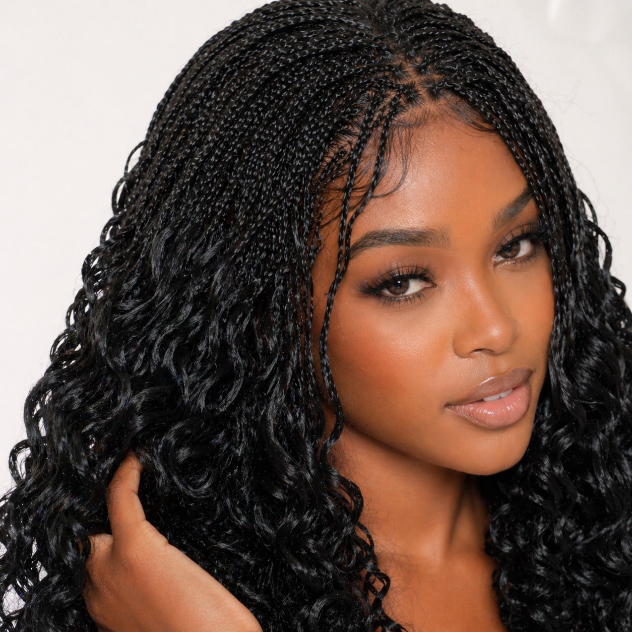 16 Inch Full Lace Boho Box Braided Wigs, Synthetic Curly End Box Braid Wig Women