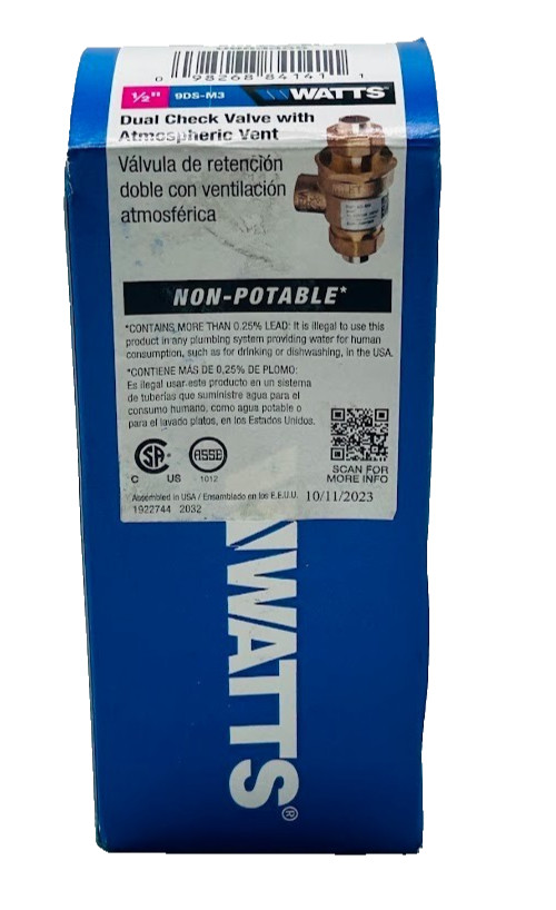 Watts 1/2 in. Union Backflow Preventer Valve, Sweat