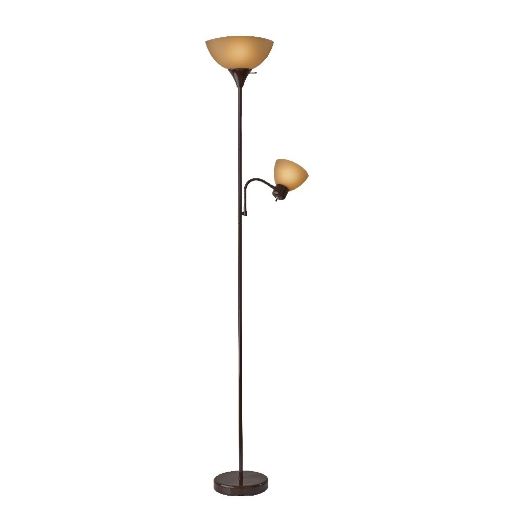 72 in Brown Combo Floor Lamp with Reading Light Modern Design