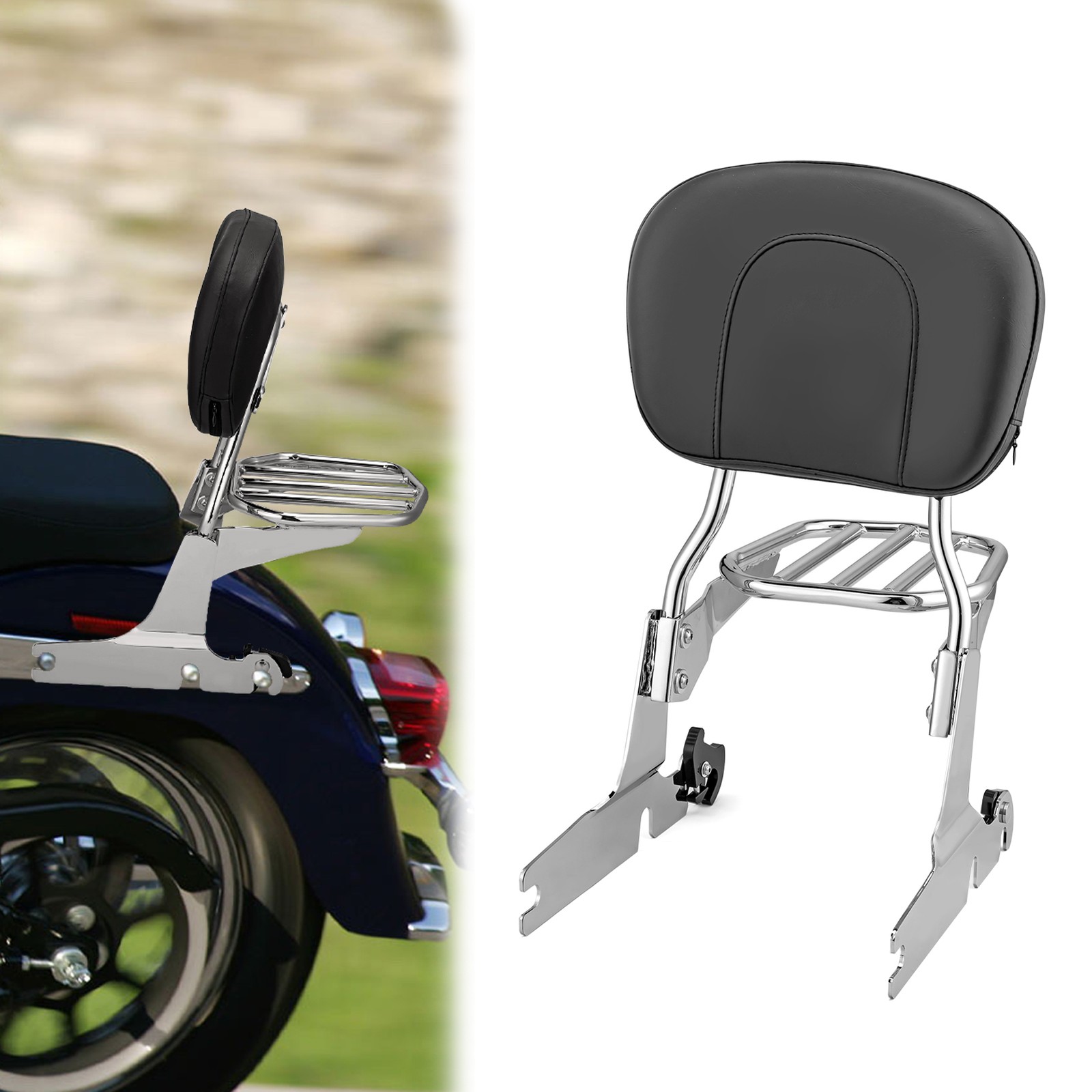 Detachable Passenger Sissy Bar Backrest Rack For Harley Softail Heritage Springe
