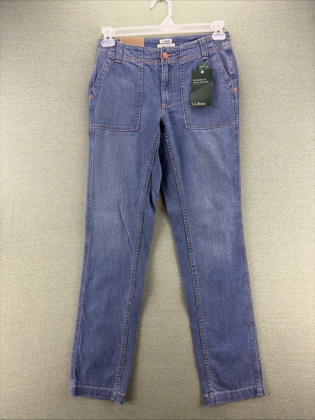 NWT L.L. Bean Favorite Fit 1912 Utility Jeans Women’s Size 4 MT Blue denim