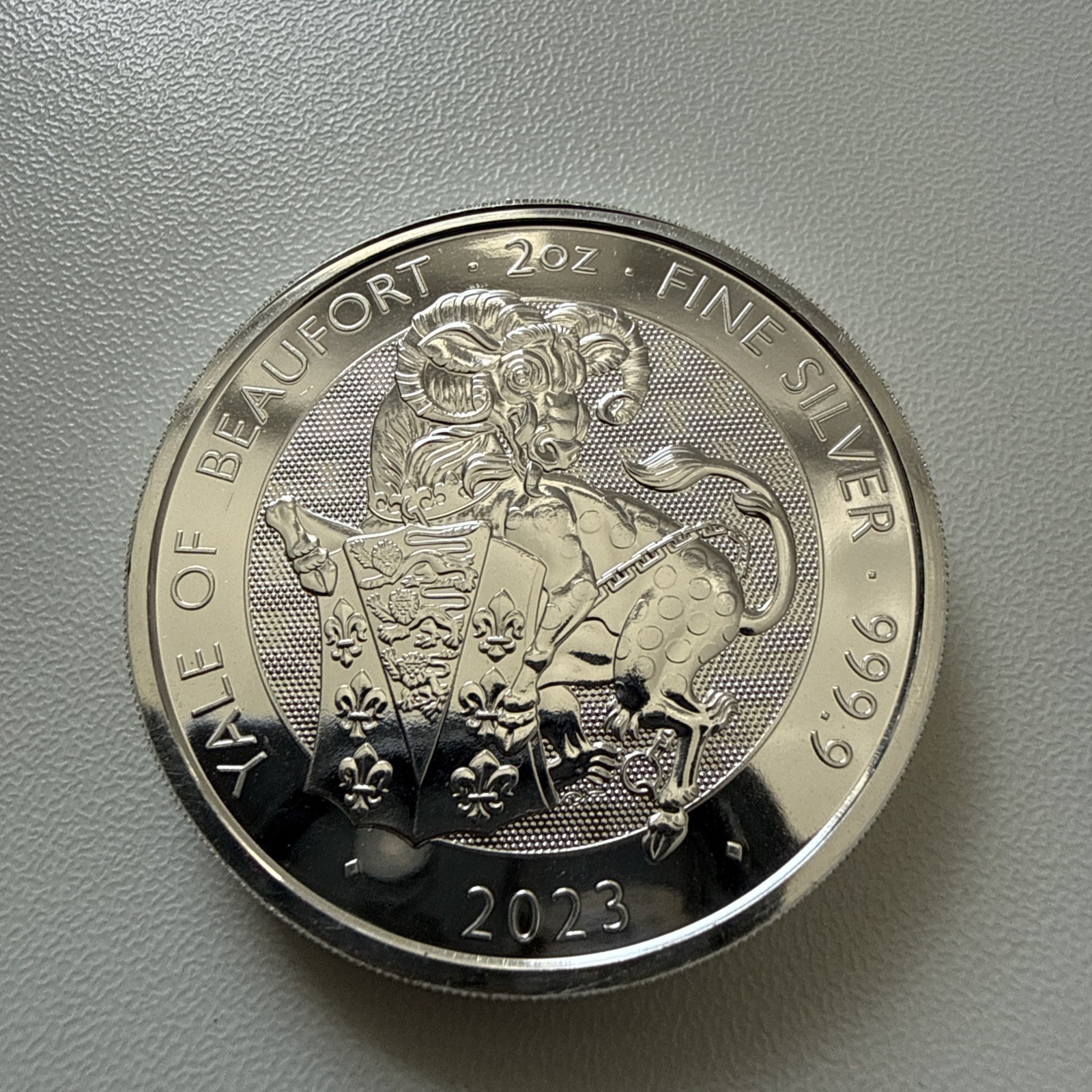 2023 Royal Tudor Beasts Yale of Beaufort 2 oz 0.9999 Silver, 5 Pounds Elizabeth