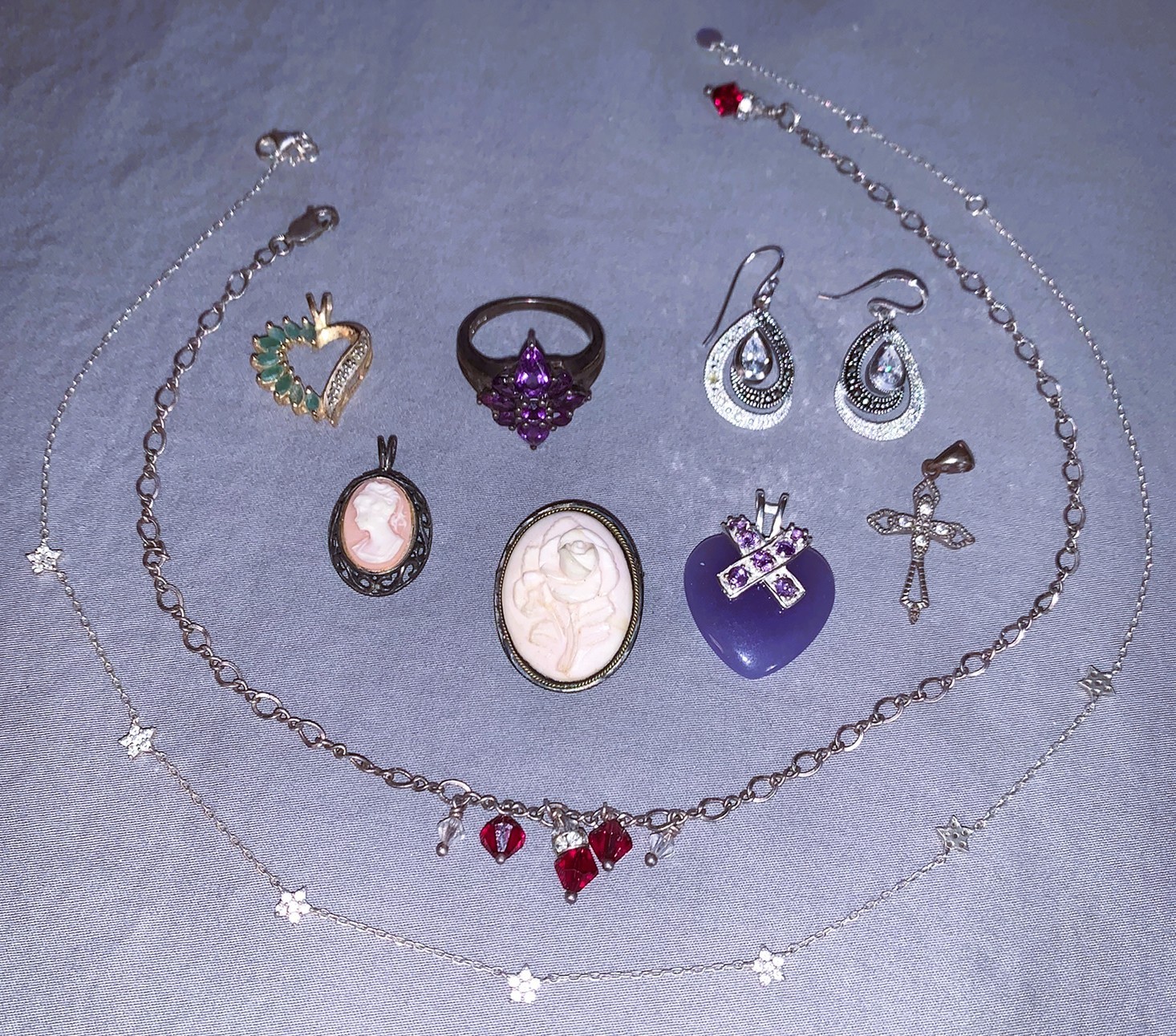 9 pc  Sterling Silver Jewelry Items with Decorative Accents  34 grams