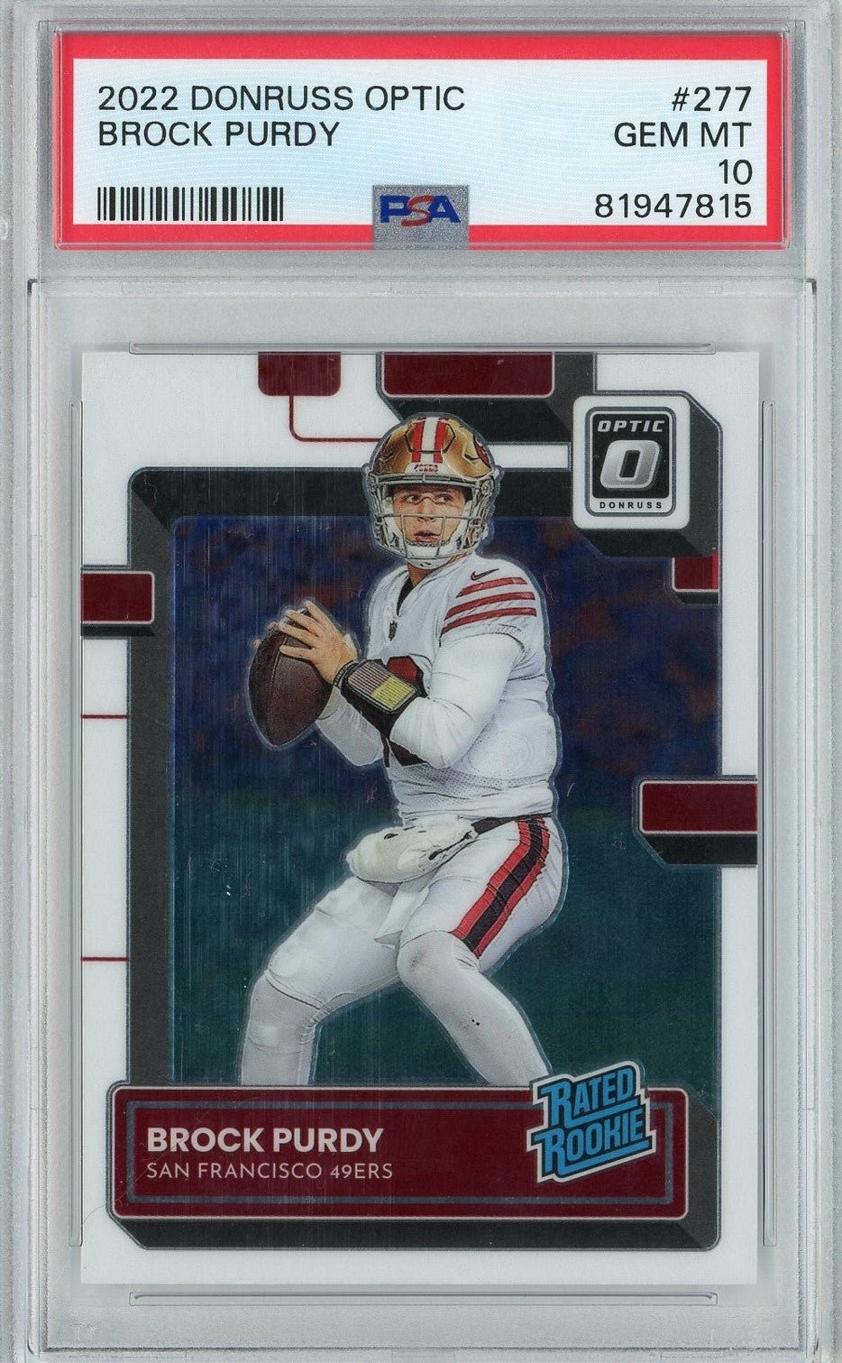 Graded 2022 Panini Donruss Optic Brock Purdy #277 Rookie RC Card PSA 10 Graded 2022 Panini Donruss Optic Brock Purdy #277 Rookie RC Card PSA 10