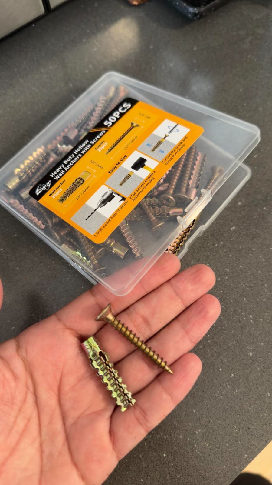 NEW 50PCS Cabinet Expansion Anchors & Screws Door Hinge Screw Hole Repair Kit