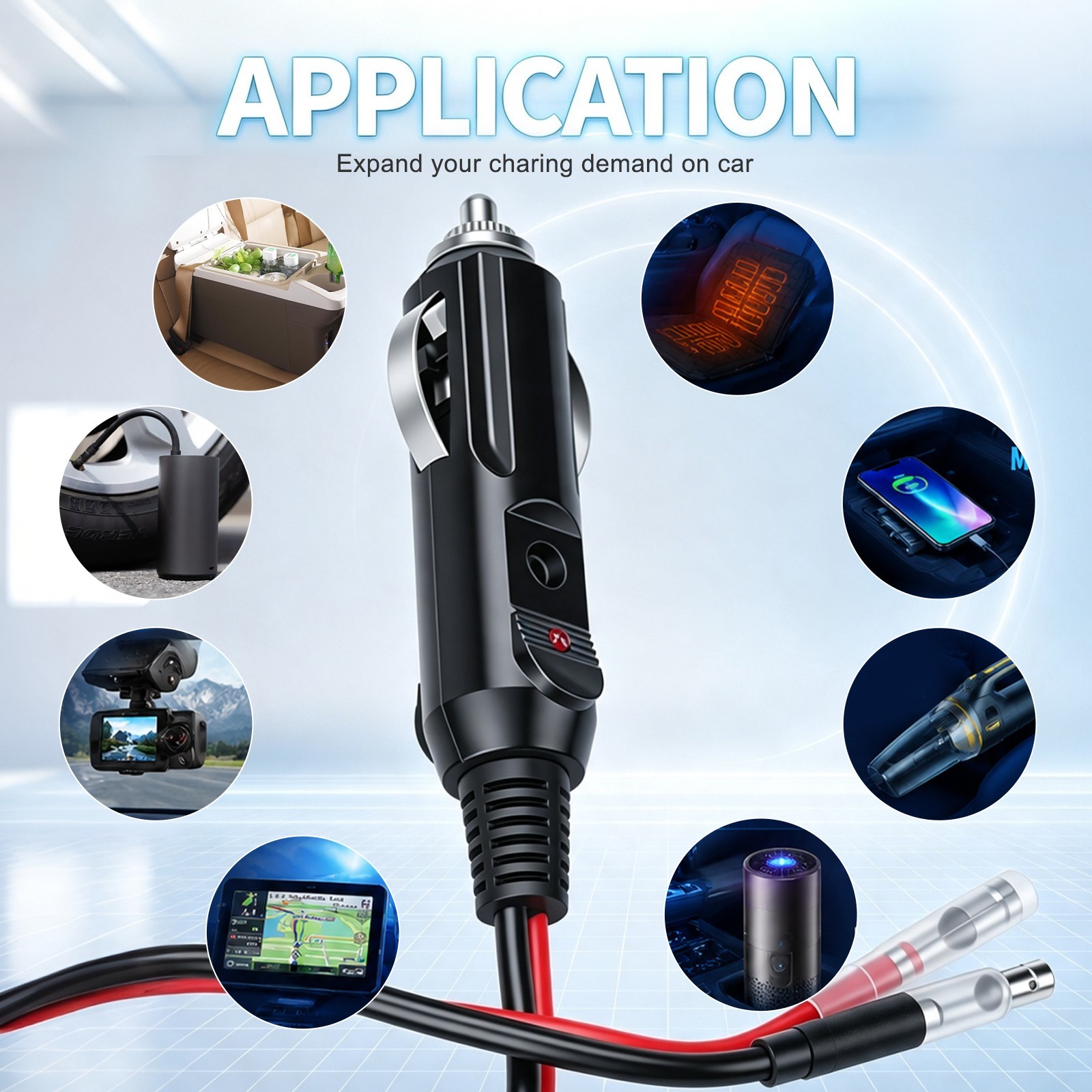 Universal 12V-24V Cigarette Lighter Plug for Car Truck RV Boat, 15A Fuse