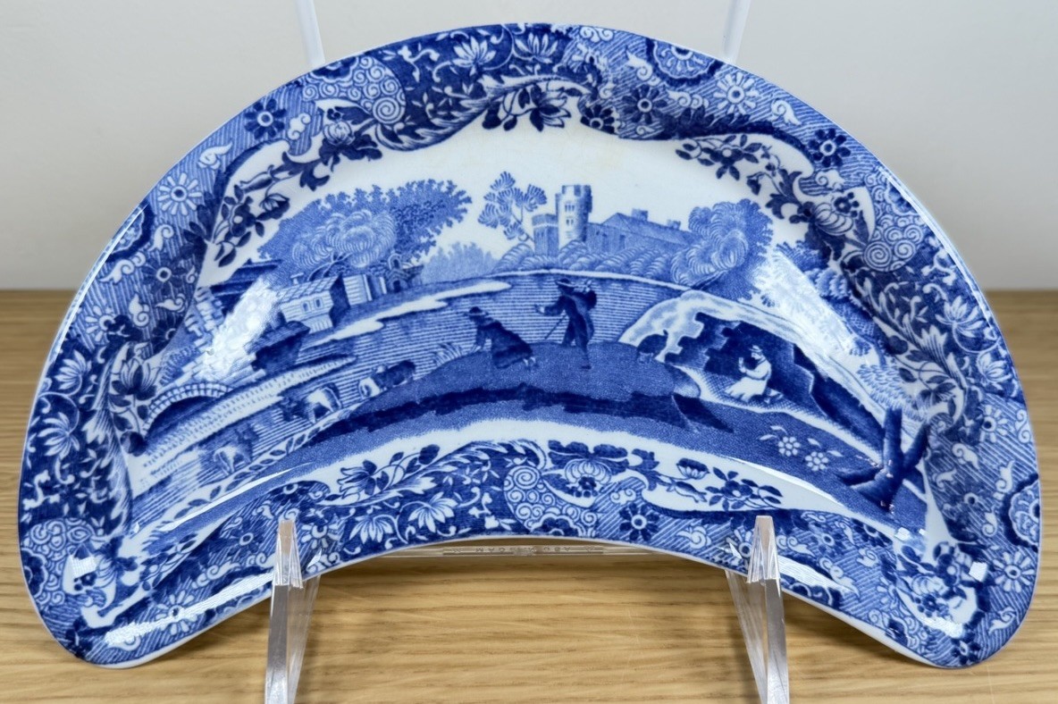 Antique Copeland Spode Blue Italian Crescent Salad/Bone Plates c1925 Set of 6 Antique Copeland Spode Blue Italian Crescent Salad/Bone Plates c1925 Set of 6
