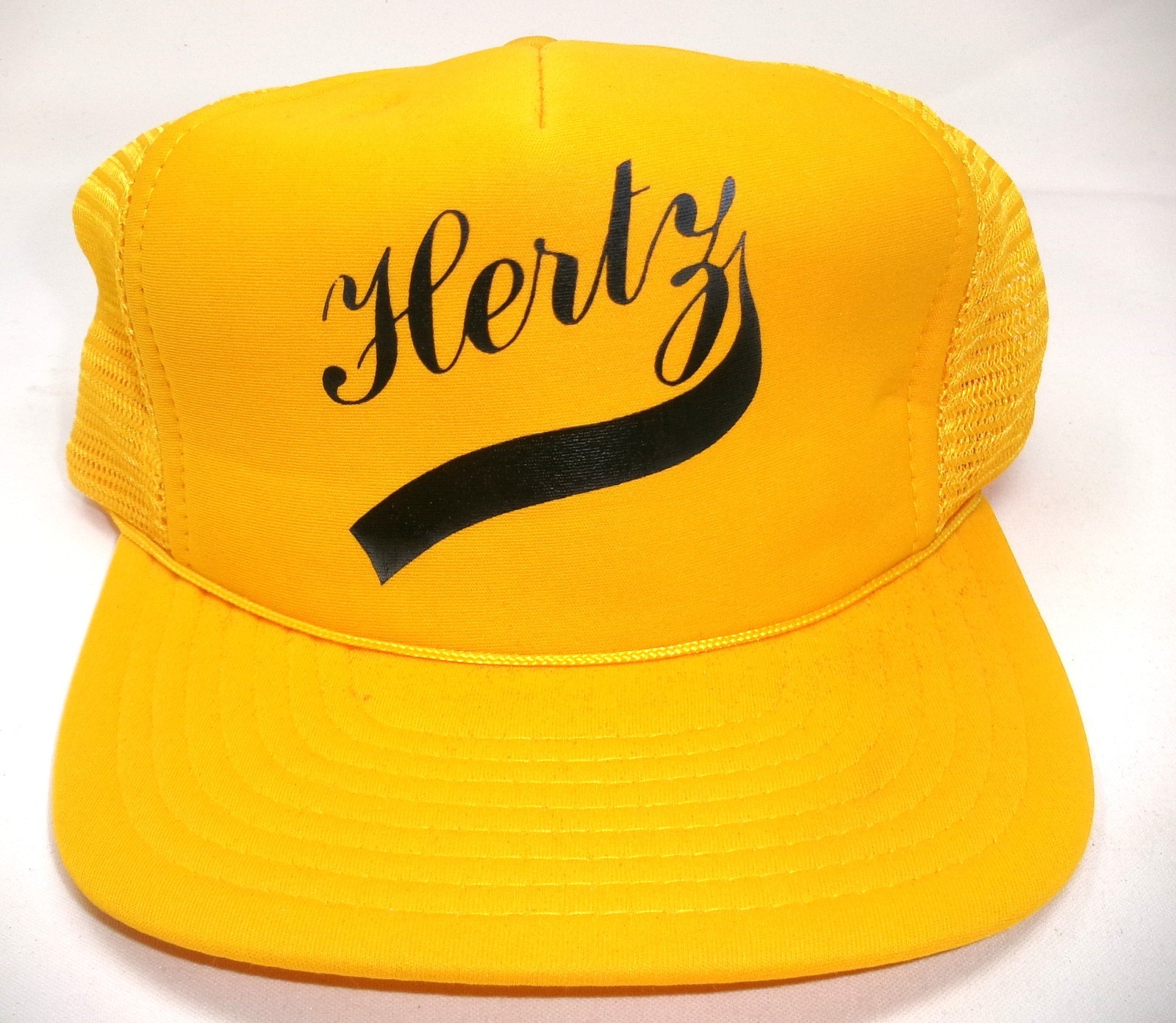 Vintage Hertz Script Foam Front Rope Edge Mesh Back Trucker Hat RARE B83 Vintage Hertz Script Foam Front Rope Edge Mesh Back Trucker Hat RARE B83