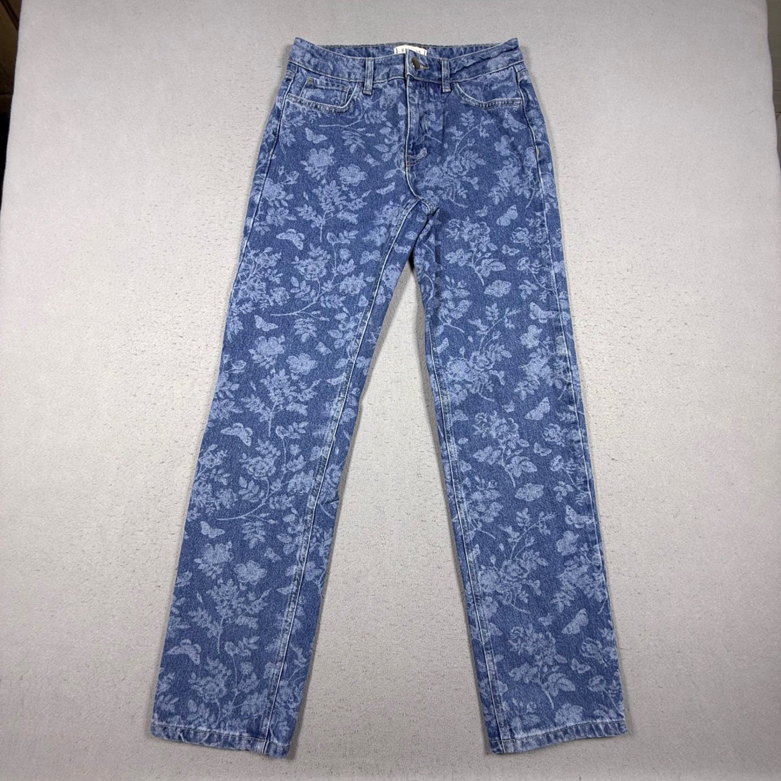 Harper Heritage Francescas Floral Butterfly Straight Leg Jeans Blue Denim 25