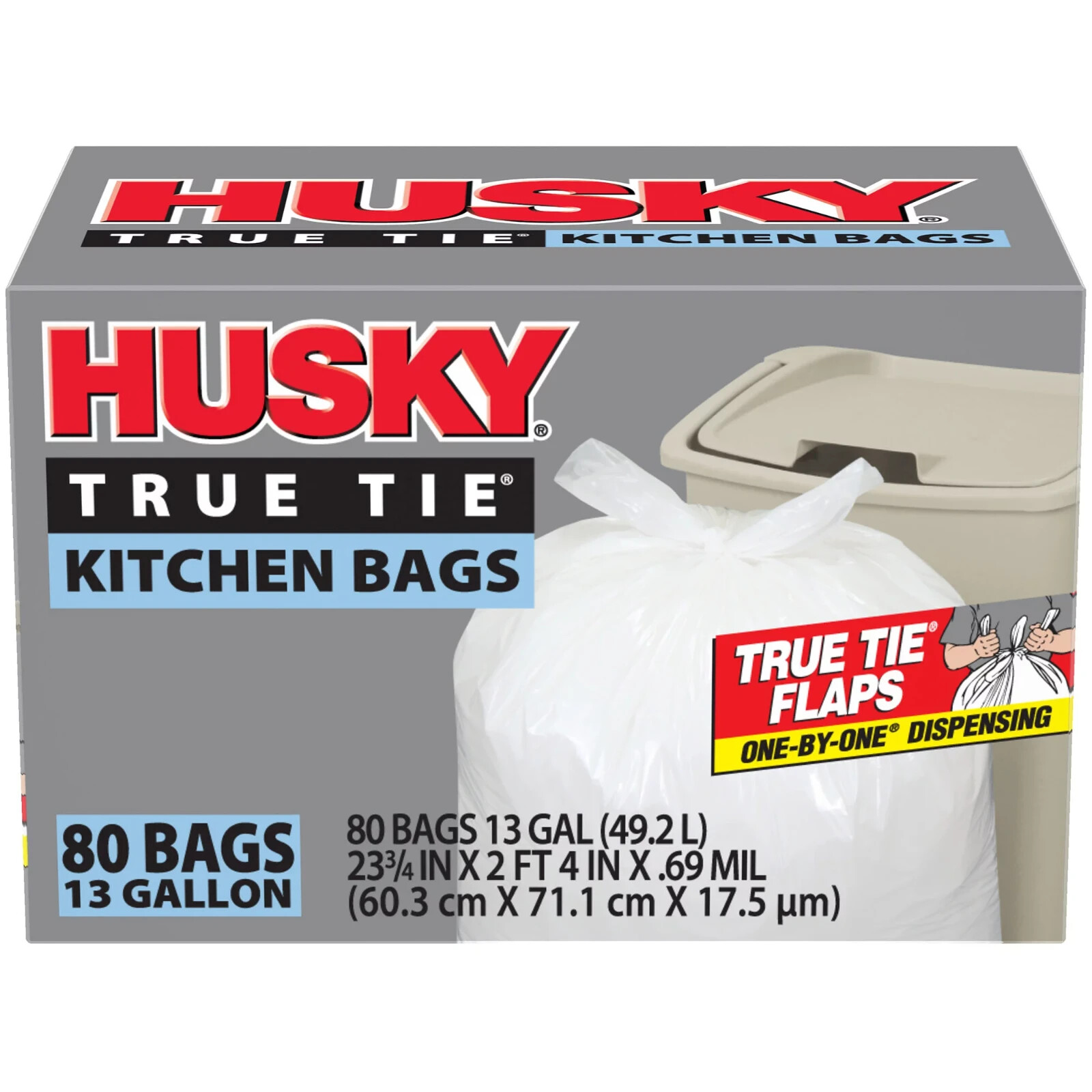 Husky 13 Gal Flap Tie 80 Ct White Tall Kitchen Bag Husky 13 Gal Flap Tie 80 Ct White Tall Kitchen Bag