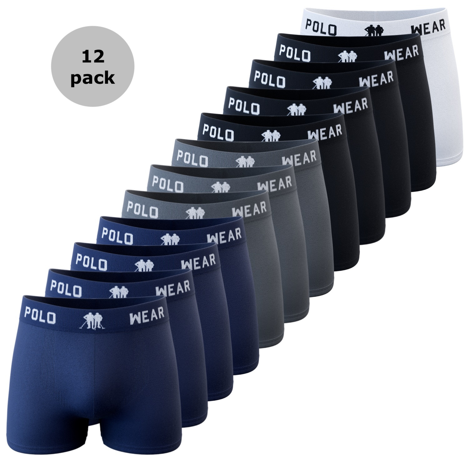 Polo Wear Men\'s Boxer Briefs 12 or 6 Pack Underwear Low Rise Trunks Multicolor