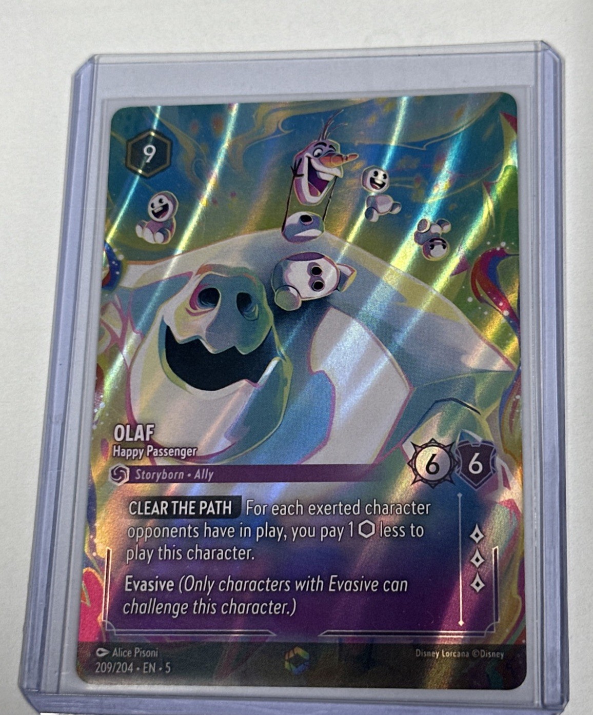 Disney Lorcana Shimmering Skies Olaf  Happy Passenger ENCHANTED Foil 209/204 NMT