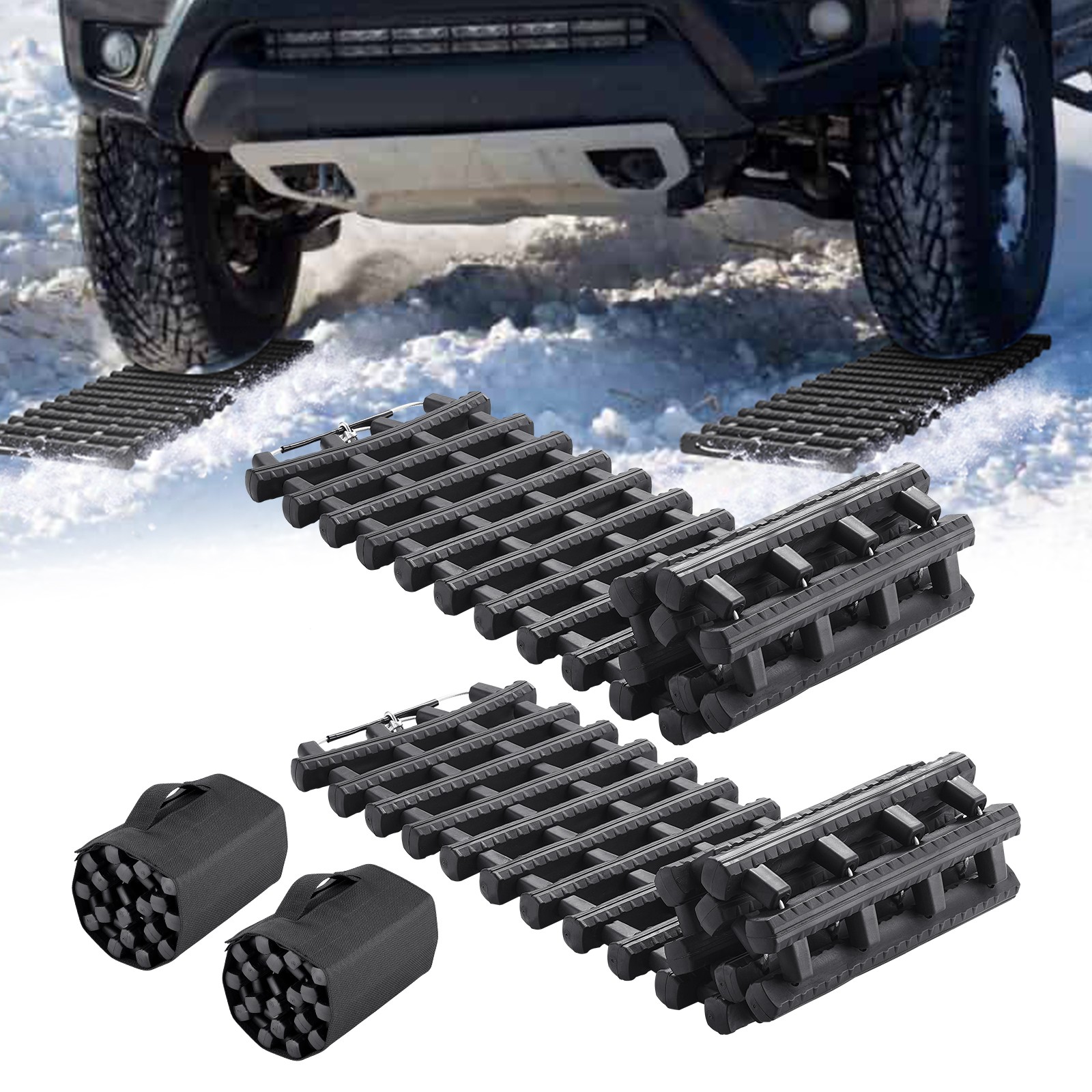 2pcs Tire Traction Mats Emergency Recovery Track for Car in Sand Mud Winter Snow