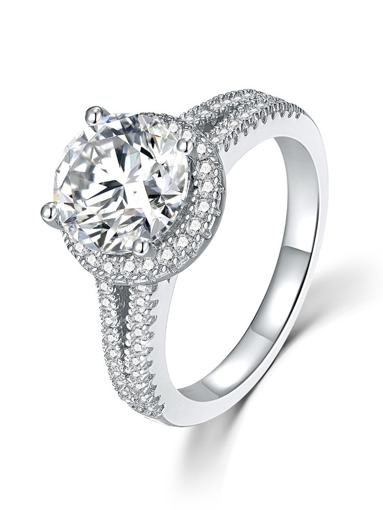 Aurvelle 2ct Round Moissanite Halo Engagement Ring 925 Sterling Silver Size 7
