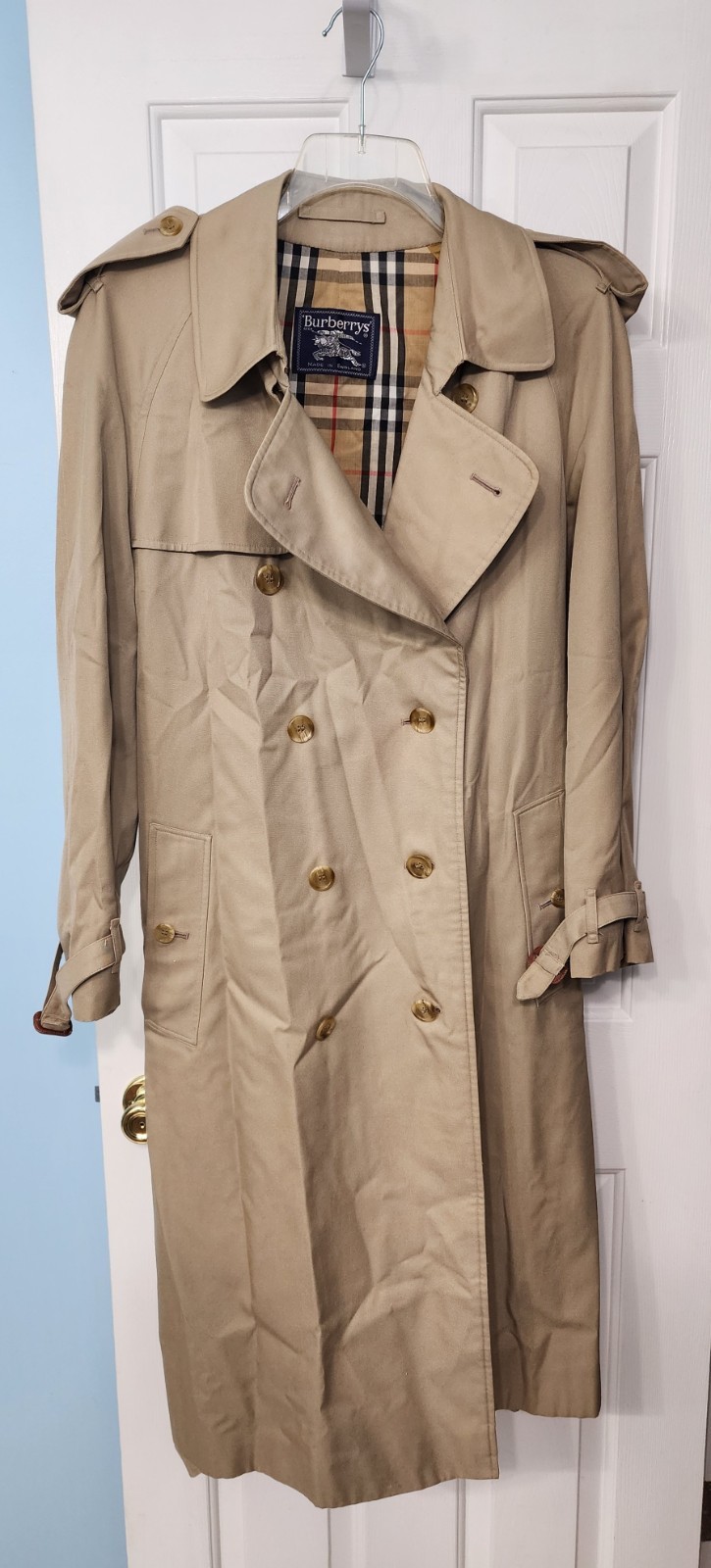 Vintage 80s Burberrys Double Breasted Lined Beige Belted Trench Coat Sz 42 XL Vintage 80s Burberrys Double Breasted Lined Beige Belted Trench Coat Sz 42 XL