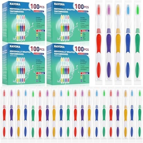 400 PCS Disposable Toothbrushes Pack, Bulk Toothbrush Individually Wrapped