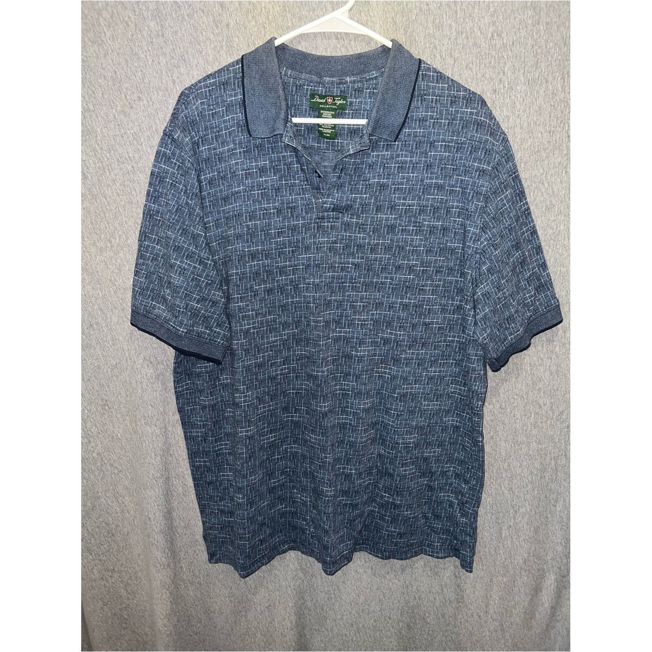 David Taylor Mens Heathered Navy Blue Short Sleeve Polo Shirt XL David Taylor Mens Heathered Navy Blue Short Sleeve Polo Shirt XL