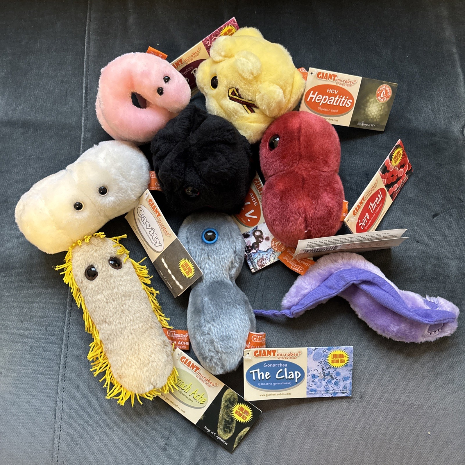 Giant Microbes NWT Plush Lot of 8 - Cavity Clap HIV Hepatitis Stomach Throat Giant Microbes NWT Plush Lot of 8 - Cavity Clap HIV Hepatitis Stomach Throat