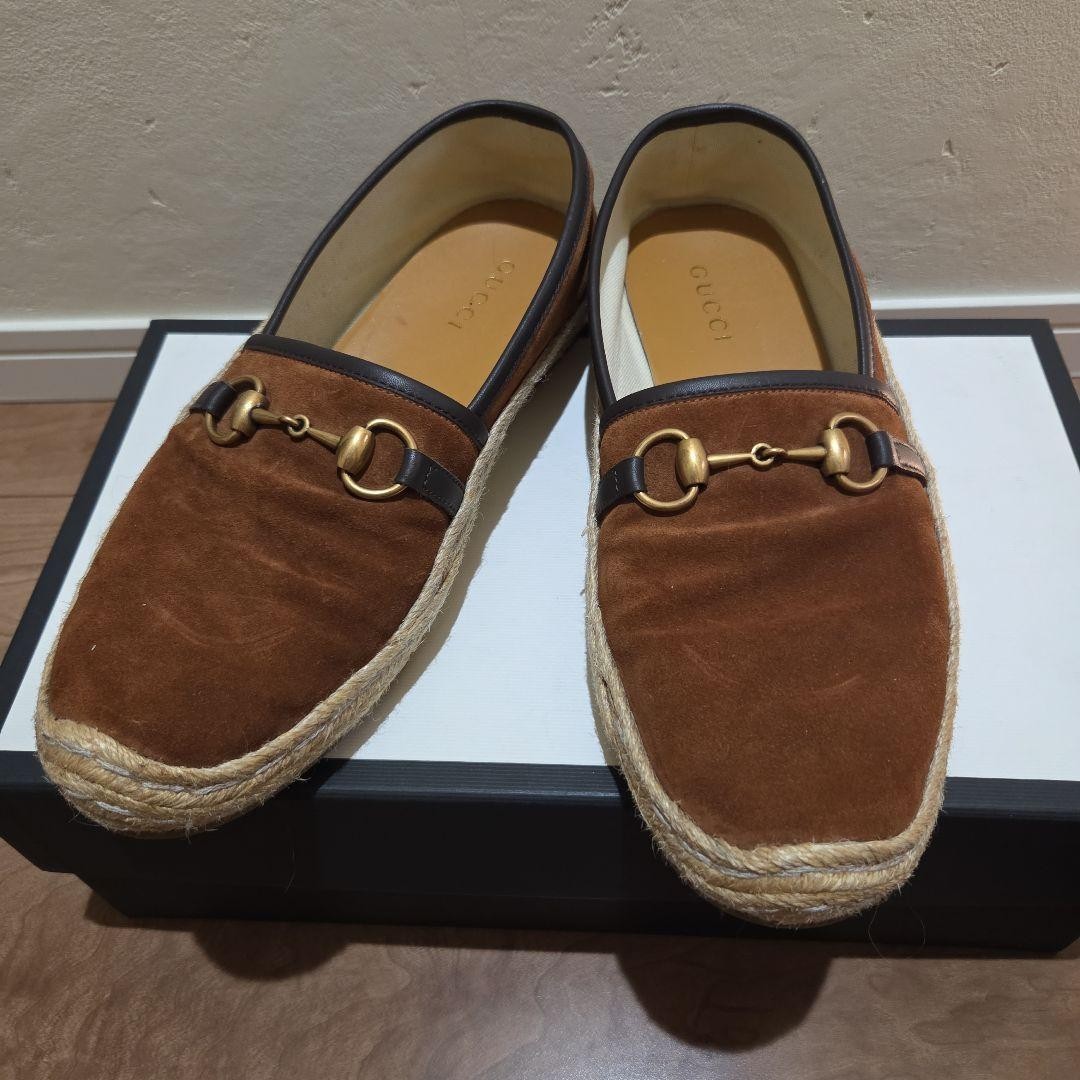Gucci Horsebit Espadrille Loafers Brown Suede Men\'s US 8.5 UK 8 EU 41.5 Pre-owne