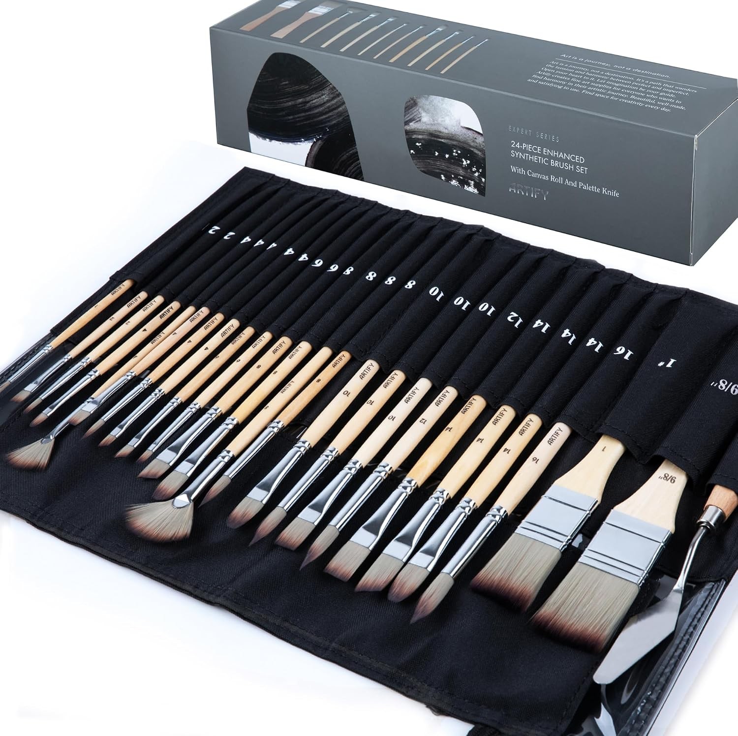 ARTIFY 25 Pieces Professional Paint Brush Set – Expert Series Synthetic Nylon