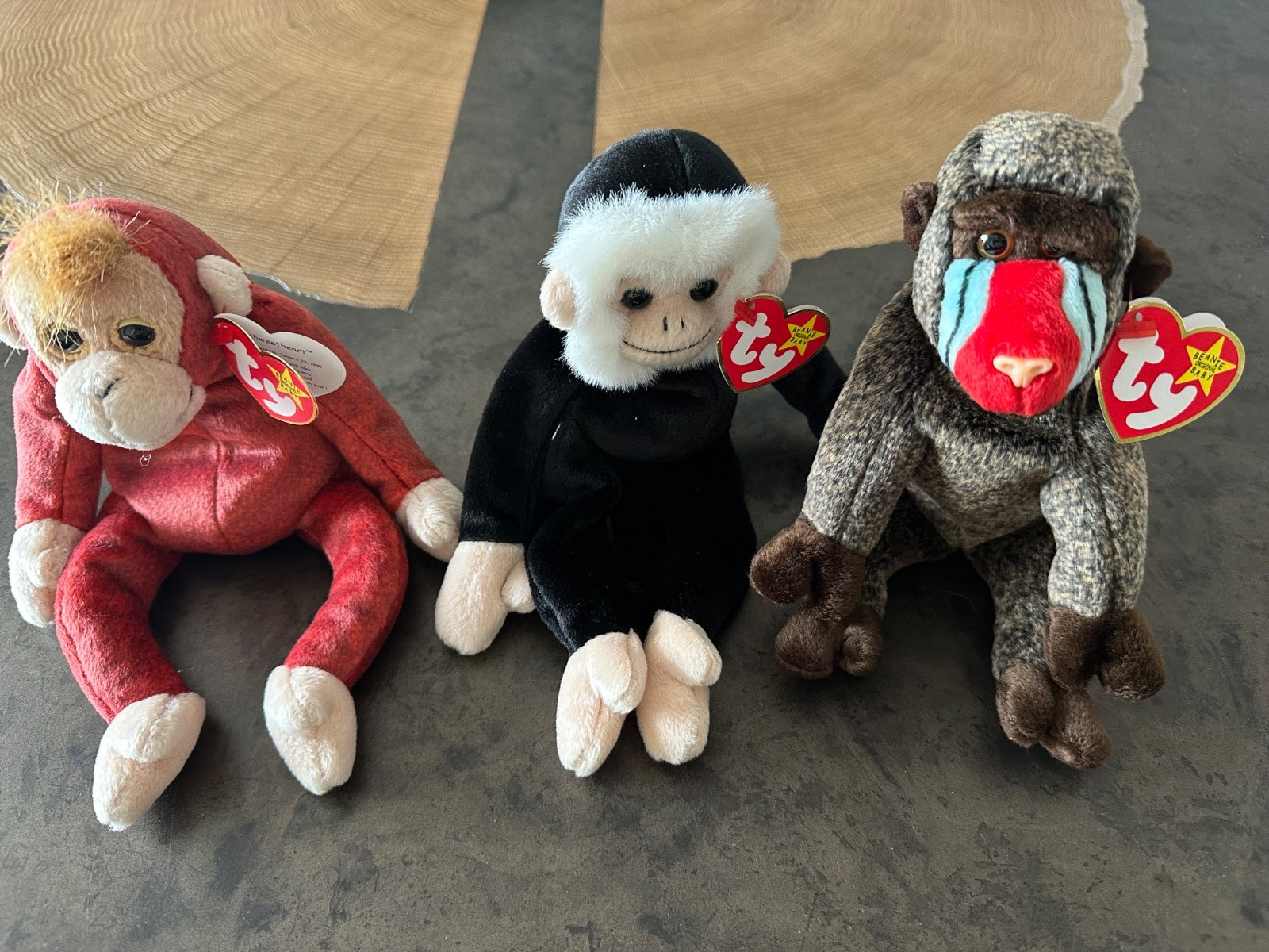 Ty Beanie Babies LOT MONKEYS Cheeks Mooch Schweetheart Ty Beanie Babies LOT MONKEYS Cheeks Mooch Schweetheart