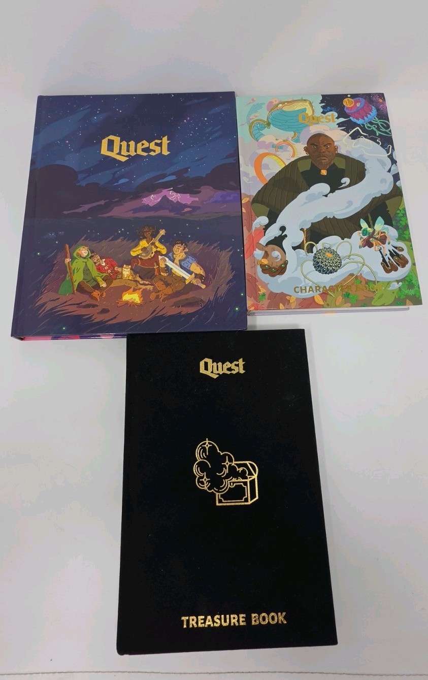Quest 2020 RPG Adventure Guild - Core Game Book w/ Treasures and Character Books