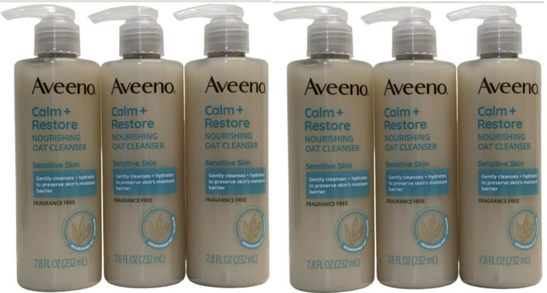 6 Aveeno Calm + Restore Nourishing Oat Face Cleanser Sensitive Skin Frag Free 6 Aveeno Calm + Restore Nourishing Oat Face Cleanser Sensitive Skin Frag Free