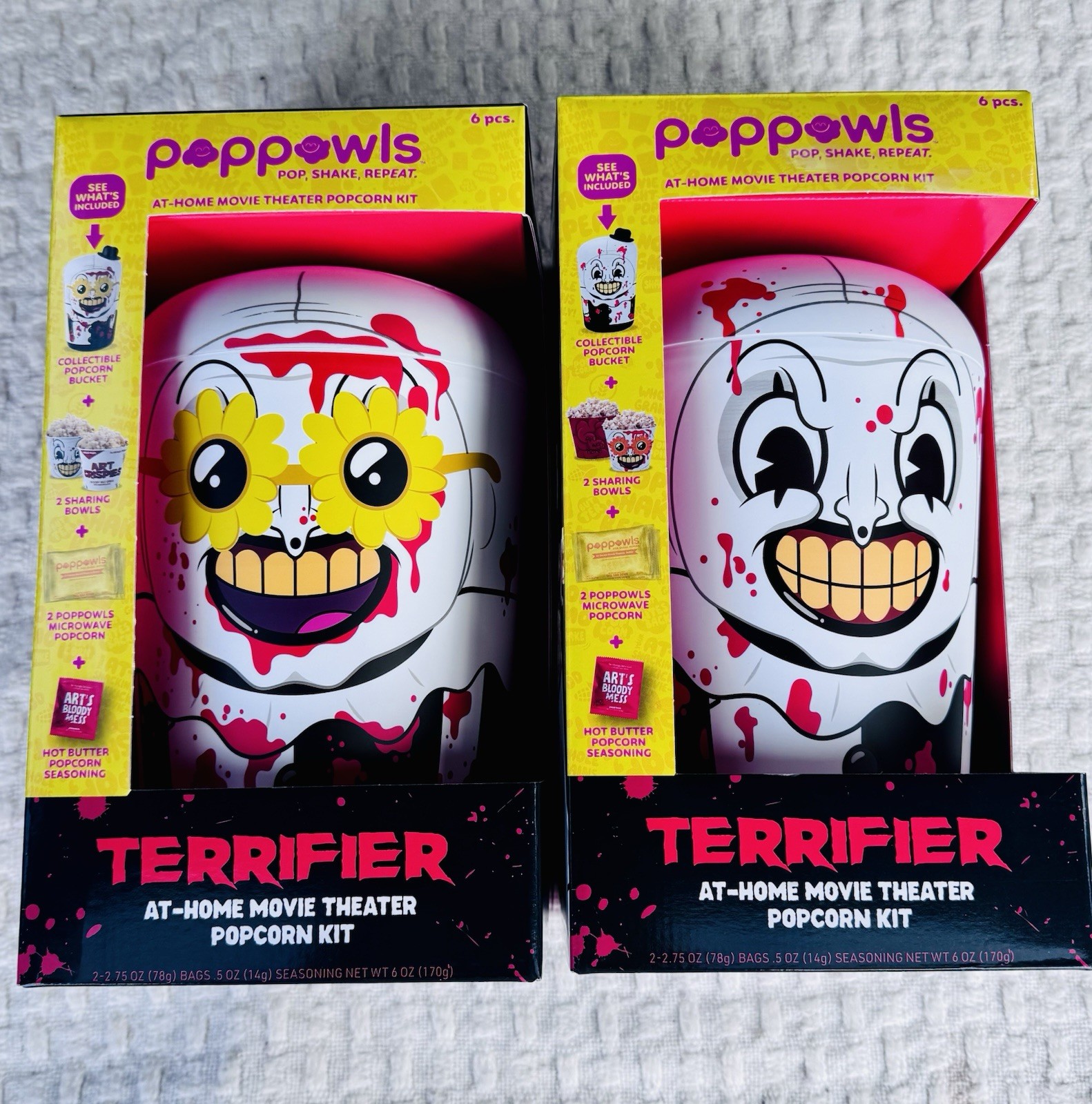 Poppowls - Terrifier / Art CLOWN - Collectible Popcorn Bucket Kits Lot Of 2 NEW Poppowls - Terrifier / Art CLOWN - Collectible Popcorn Bucket Kits Lot Of 2 NEW