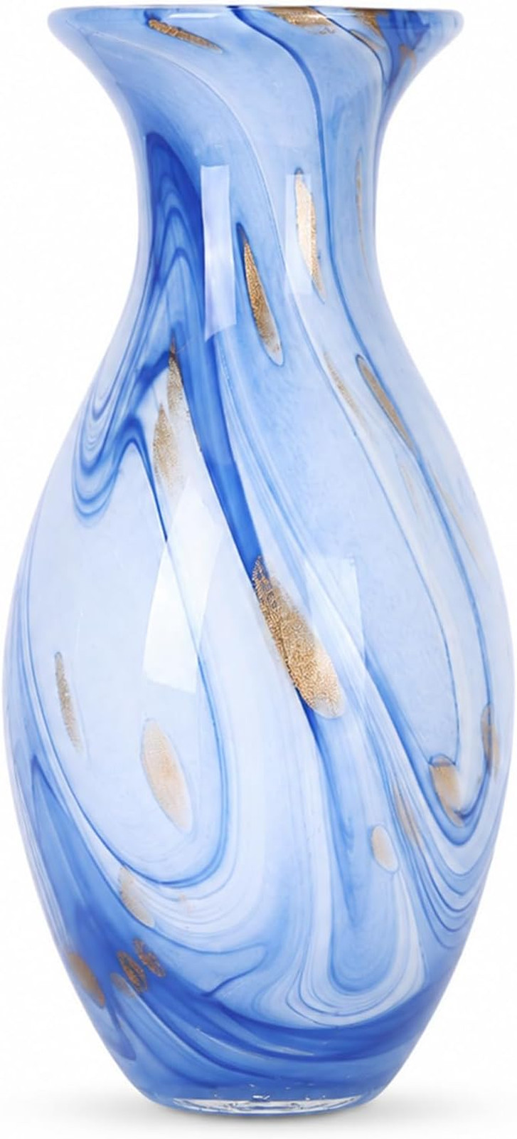 Hand Blown Glass Vase, Swirl Art Glass Flower Vase with Colorful Glass Design fo