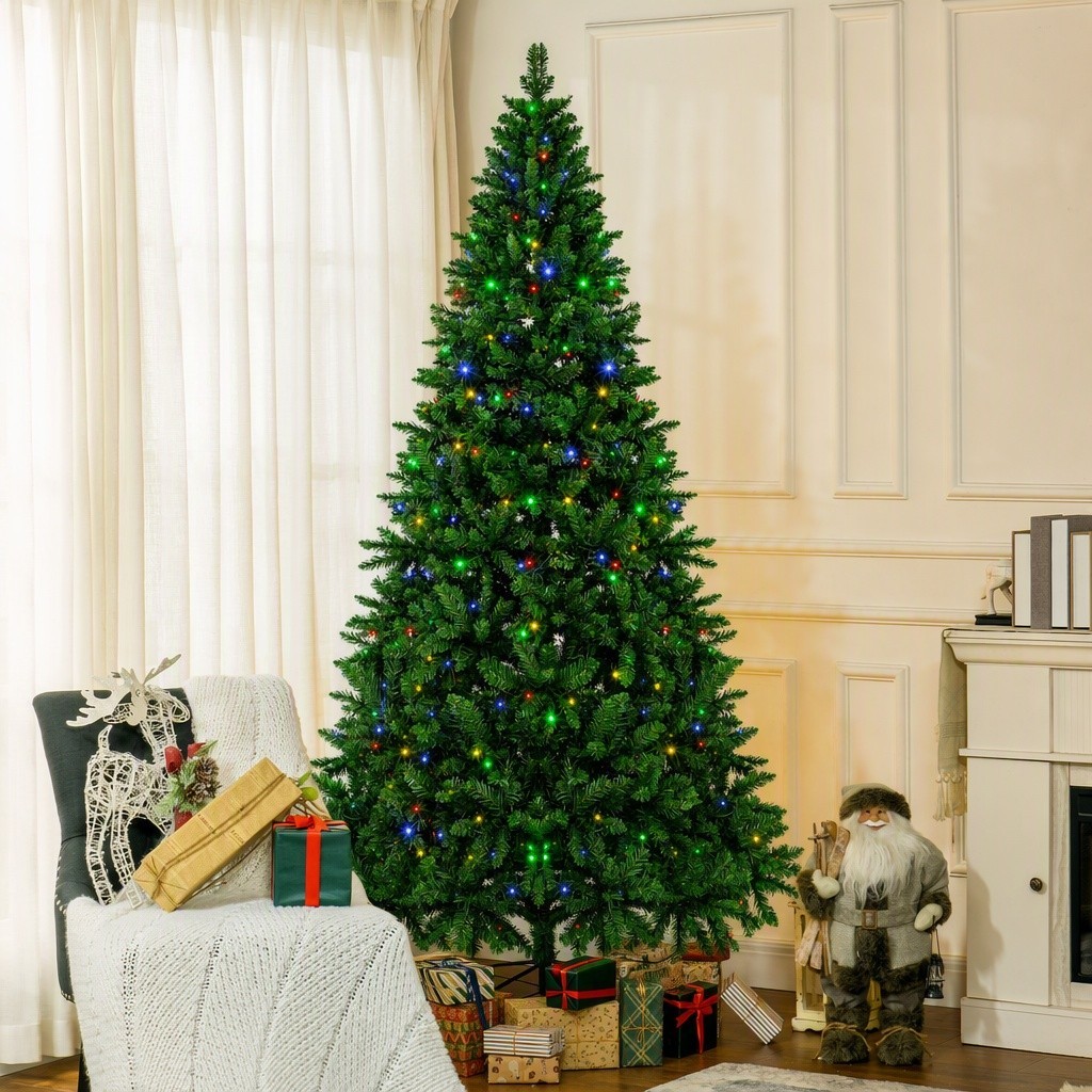 9 ft Pre‑Lit Green Artificial Christmas Tree Multicolor LED Lights w/ Remote