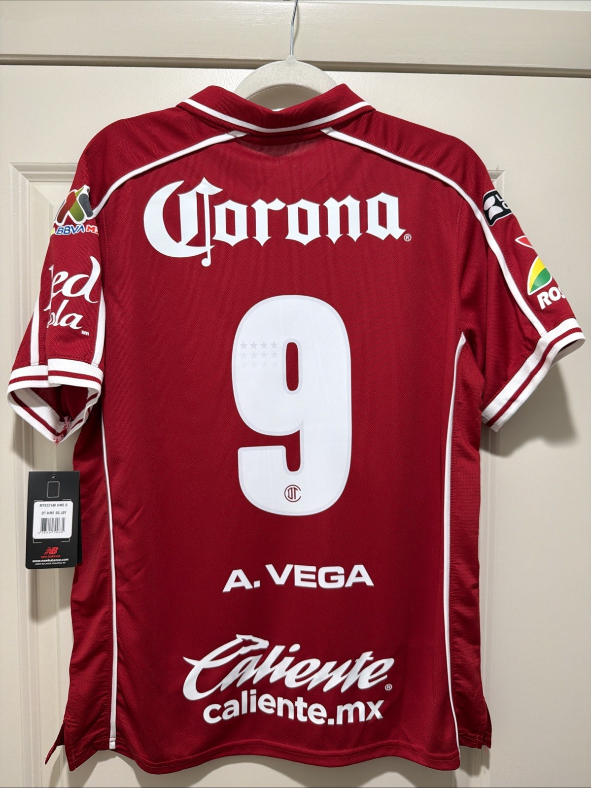 Alexis Vega #9 Mens LARGE New Balance Deportivo Toluca Final Leagues Cup Jersey