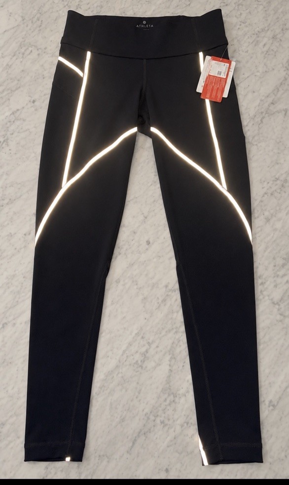 ATHLETA Blue Reflective Stride Active Workout Gym Running Leggings Small New ATHLETA Blue Reflective Stride Active Workout Gym Running Leggings Small New