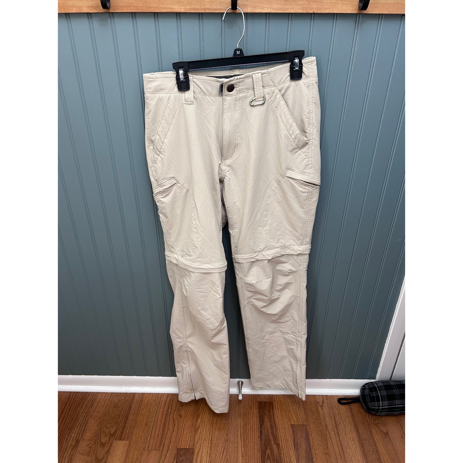 Ascend Mens Convertible Hiking Pants Beige Zip Off Cargo 32x34 Outdoor Utility