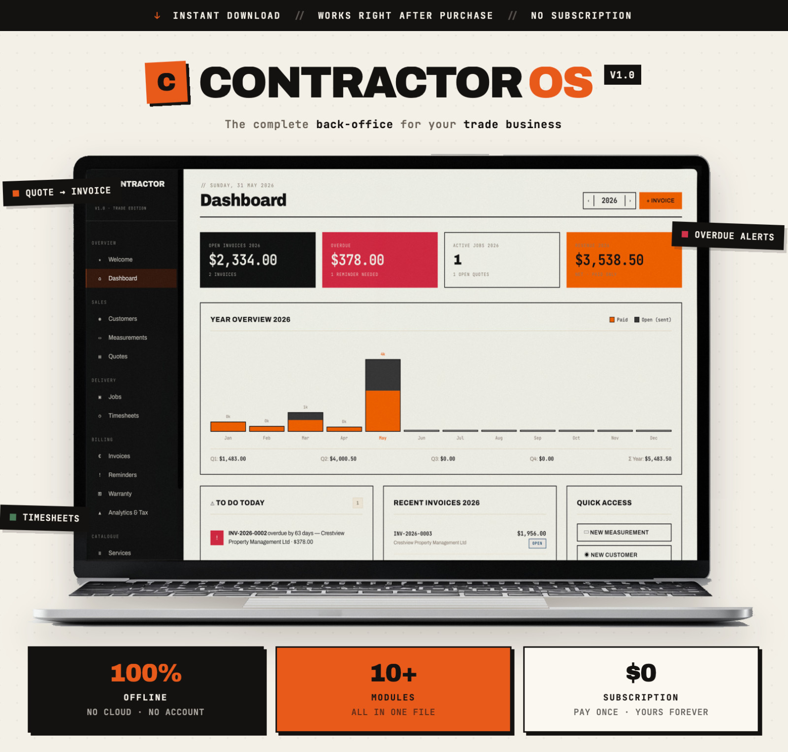 Contractor OS Pro (English) | All-in-One Contractor Software | Estimates, Invoice