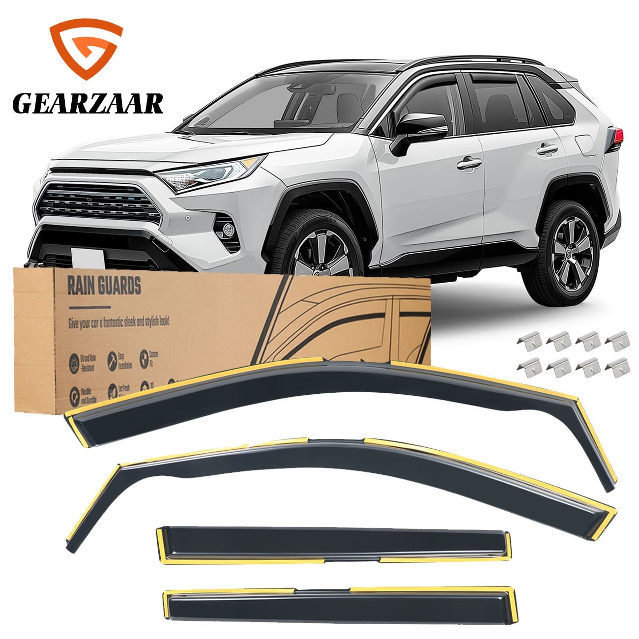 In-Channel Rain Guards For Toyota RAV4 2019-2025 Smoked Window Visors Deflectors In-Channel Rain Guards For Toyota RAV4 2019-2025 Smoked Window Visors Deflectors