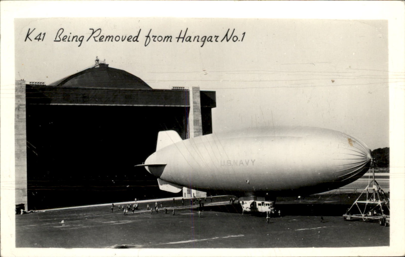 Glynco GA Airship in Hangar c1940s Real Photo Vintage Postcard bhn