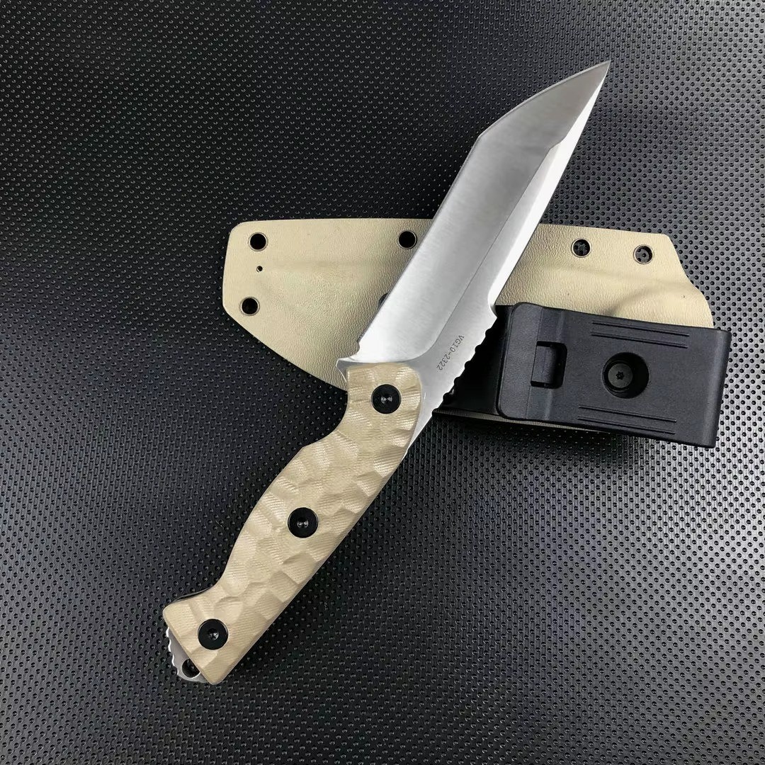 TRSKT VG10 Fixed Blade Hunting Knife 8mm Thick G10 Handle Kydex Sheath