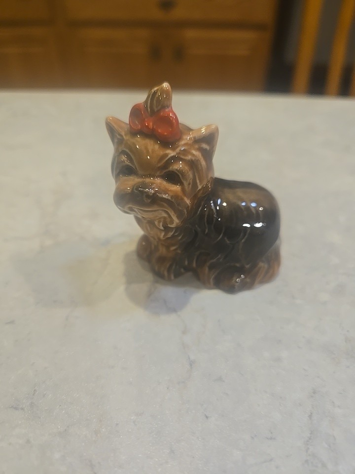 Yorkshire Terrier Figurine Statue Red Bow, vintage Gobel vintage retired WGerman Yorkshire Terrier Figurine Statue Red Bow, vintage Gobel vintage retired WGerman