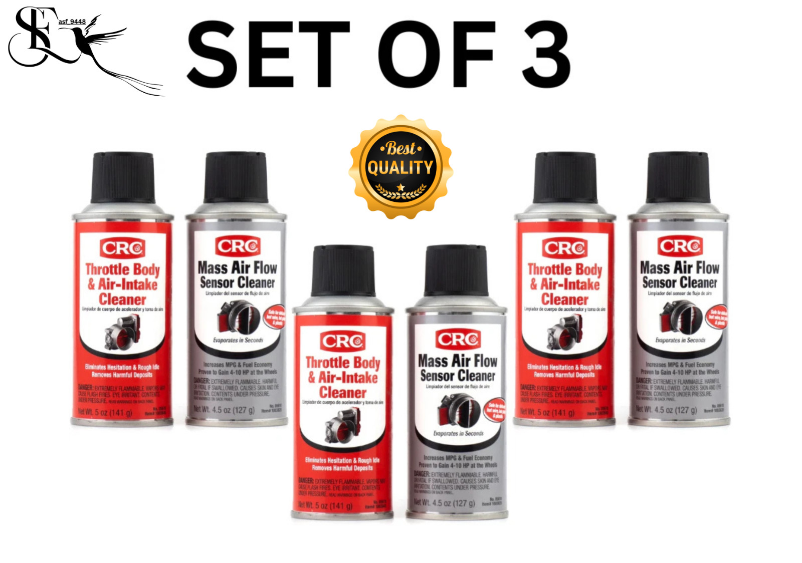 3 Sets CRC Mass Air Flow Throttle Body Cleaner Twin Pack Kit 